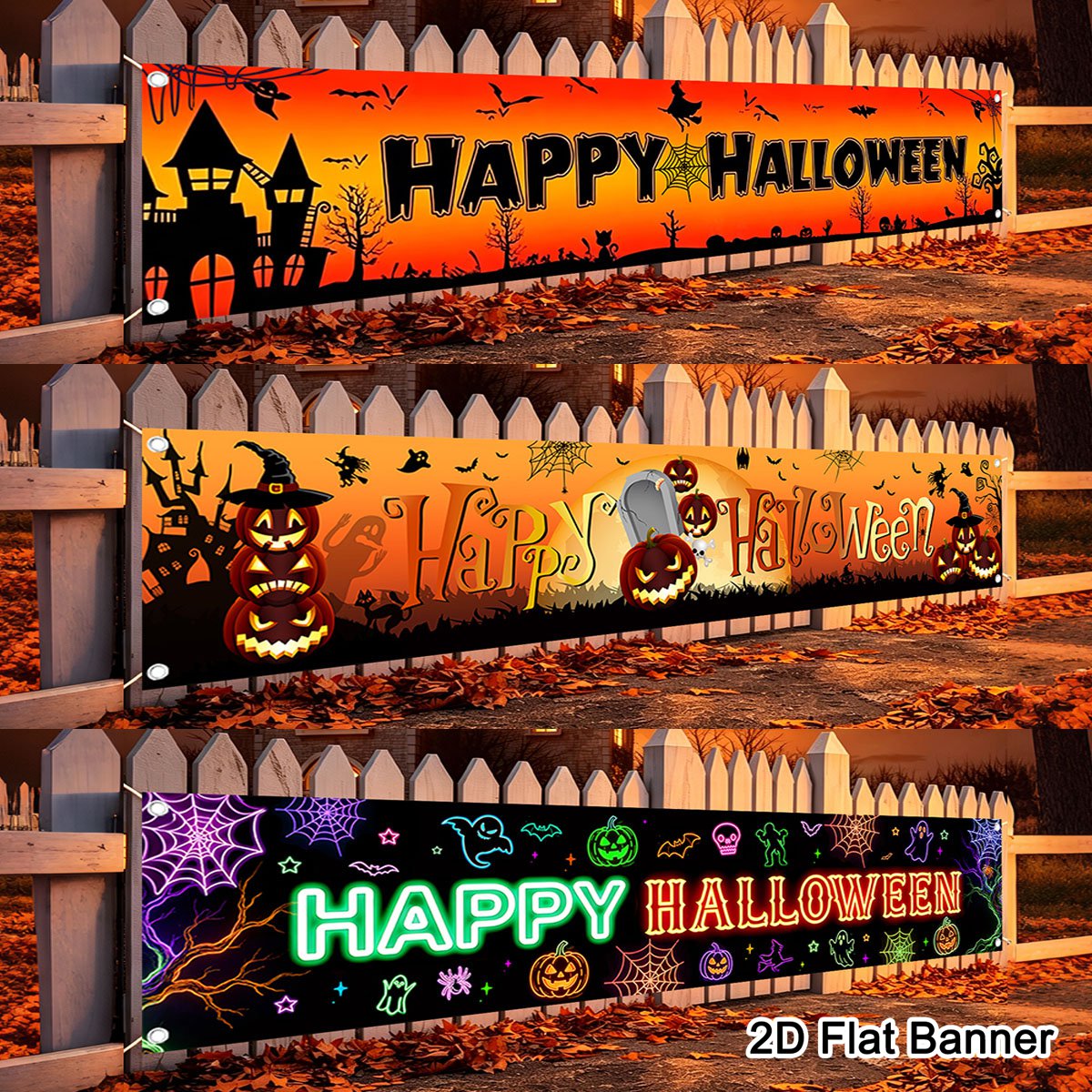 Pumpkin Lantern Halloween - 1 unidade Banner Feliz Halloween com