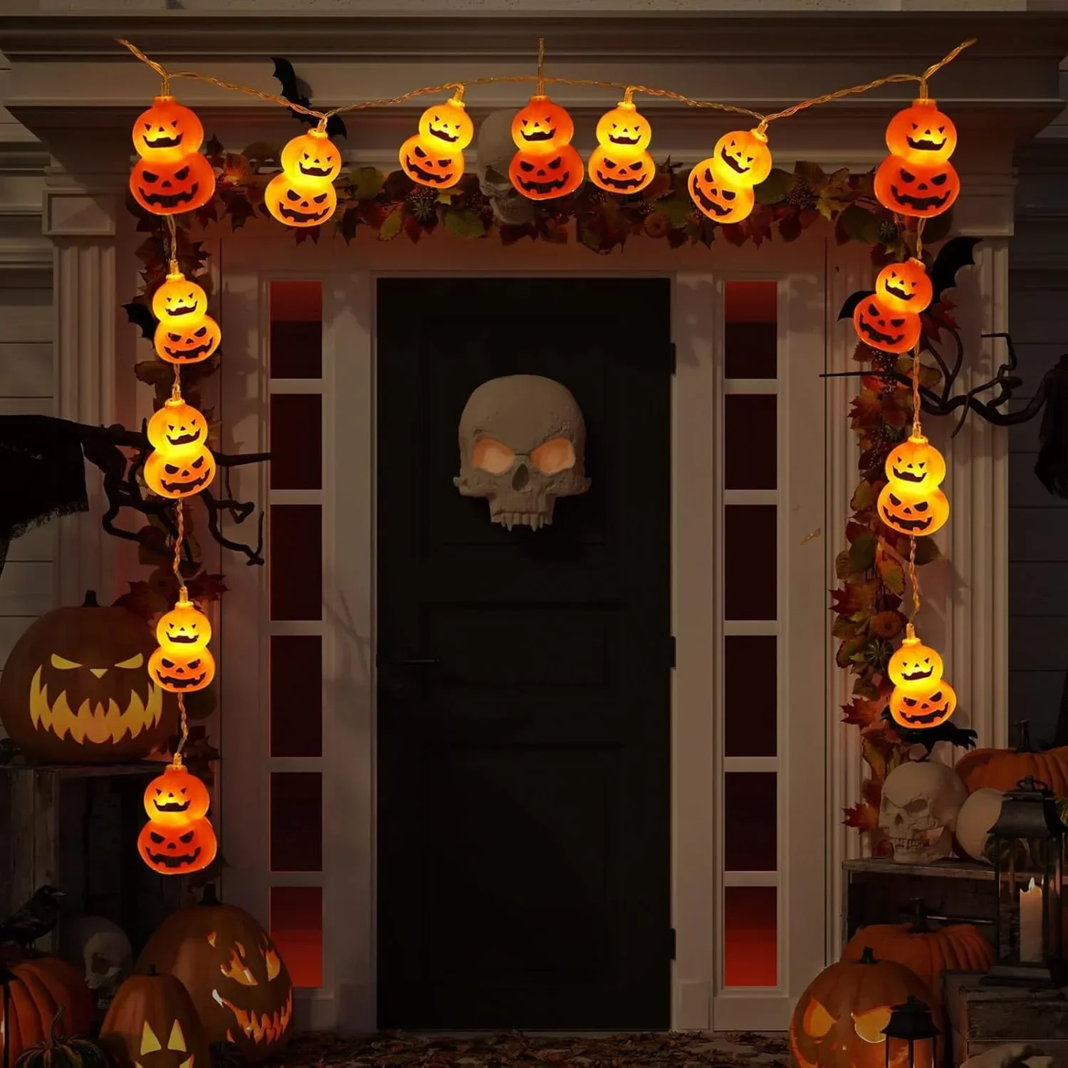 Halloween Led String Lights Orange - Luzes de Cordão Jack O Lantern,