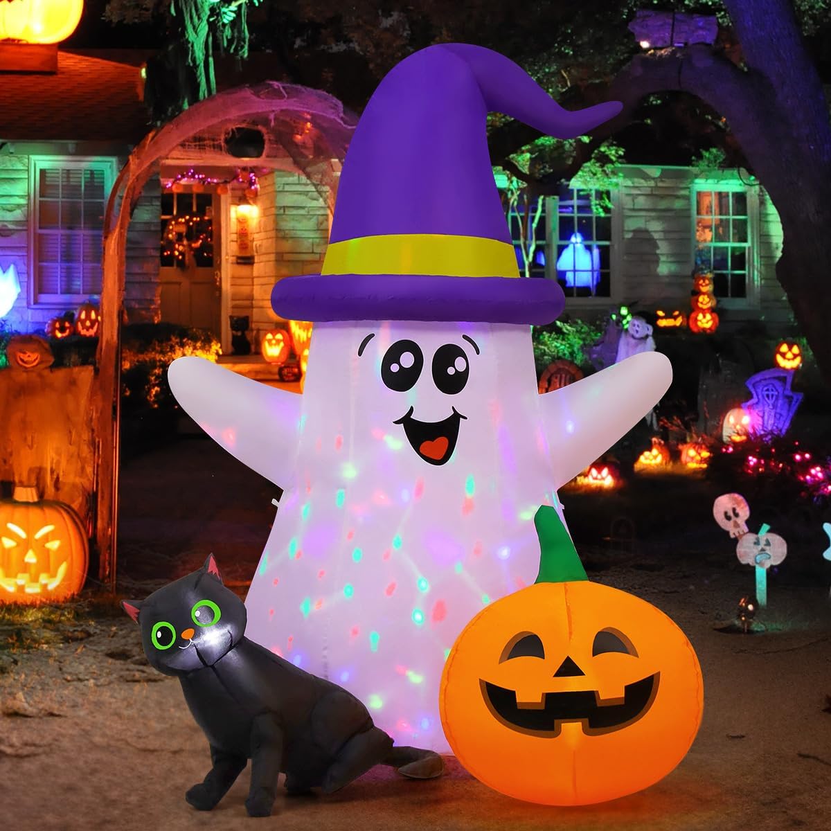 Halloween Pumpkin Decor Led - Fantasma Inflável de Halloween de 5