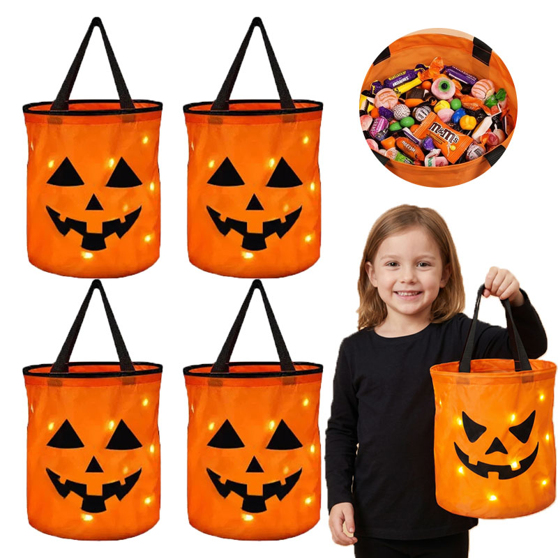 Halloween Pumpkin Decor Led - 1-10 unidades de cesto de abóbora