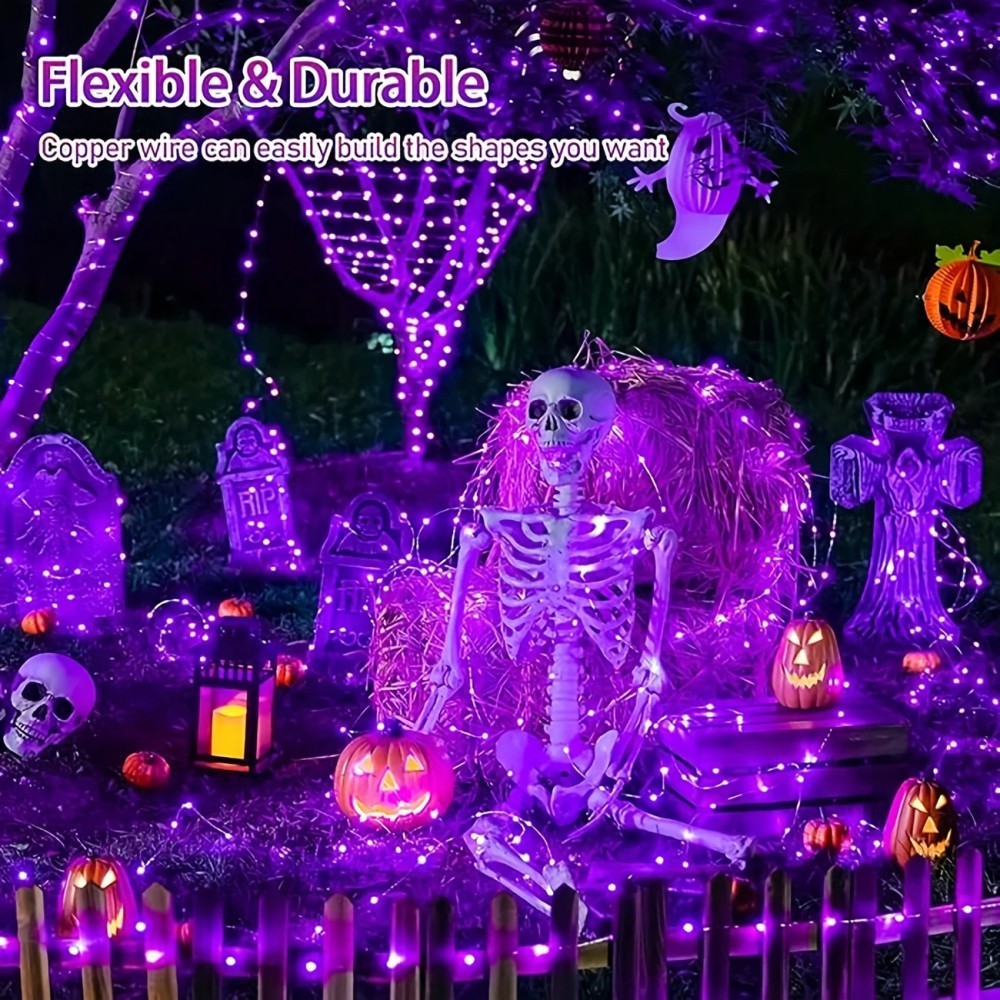 1PC 12M100LED Luzes Solares de - Halloween Led String Lights Orange avaliação e preço