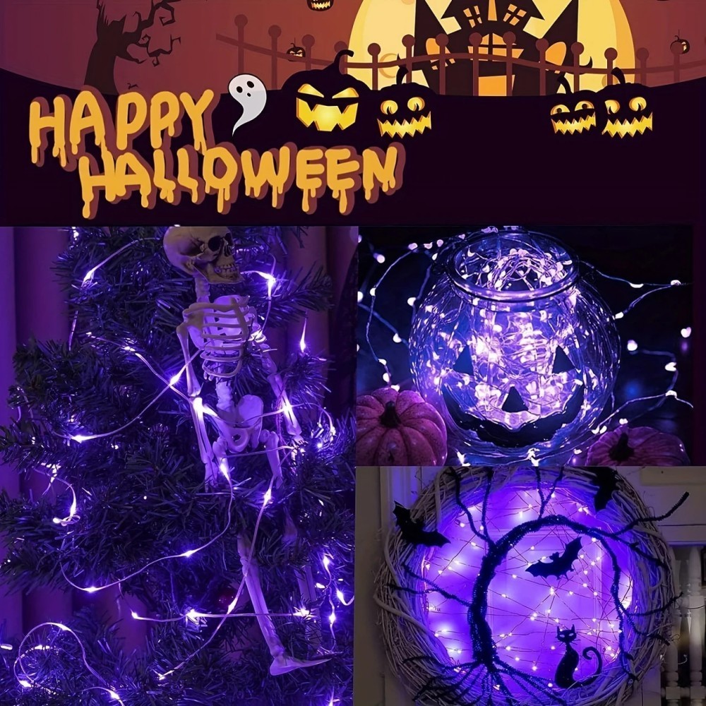 1PC 12M100LED Luzes Solares de - Halloween Led String Lights Orange avaliação e preço