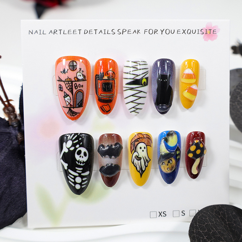 30 peças Novas Unhas Postiças  - Halloween Skeleton Decoration avaliação e preço