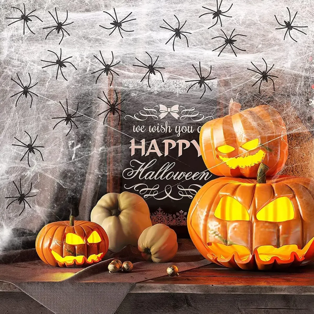 1-20PCS Decoração de Halloween - Spider Web Halloween Decoration avaliação e preço