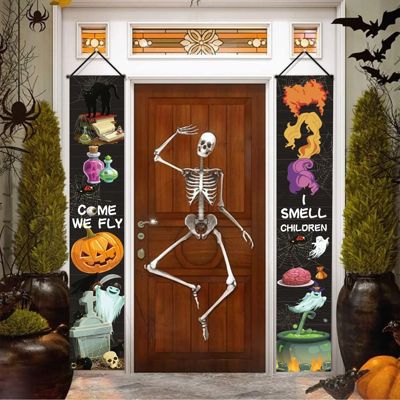 Halloween abóbora dístico horr - Spider Web Halloween Decoration avaliação e preço
