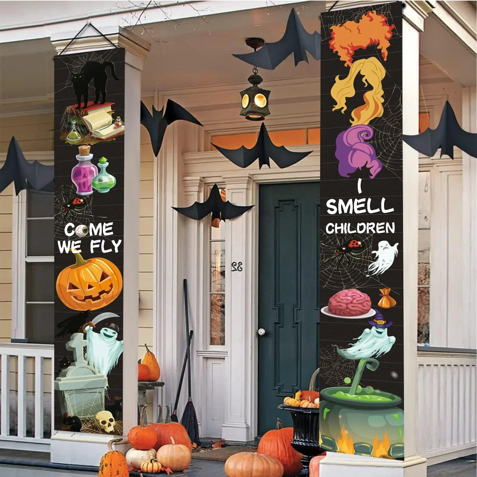 Halloween abóbora dístico horr - Spider Web Halloween Decoration avaliação e preço