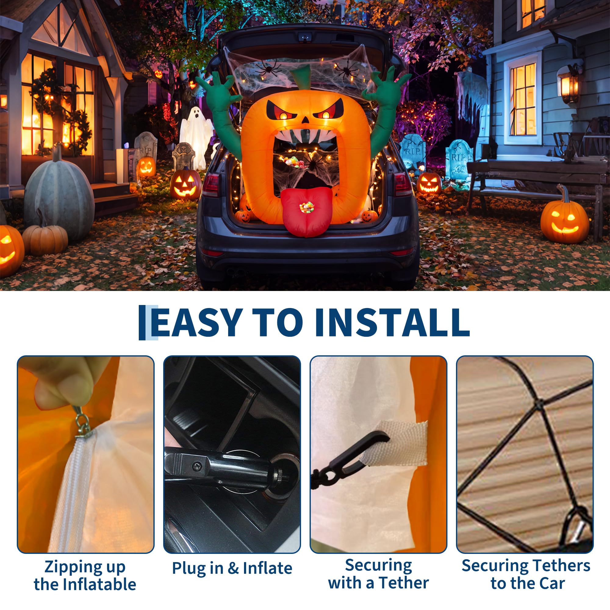 Abóbora Assustadora Inflável d - Halloween Pumpkin Decor Led avaliação e preço
