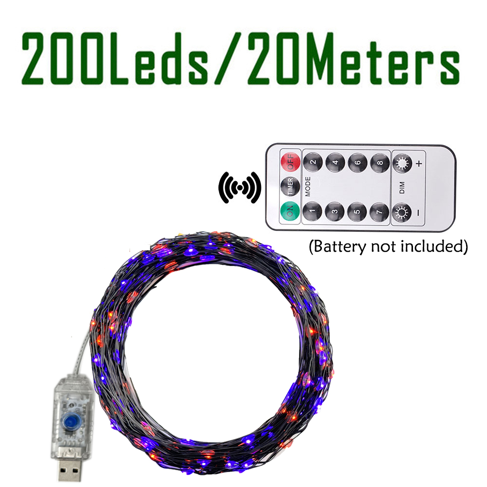100/200leds luzes da corda lar - Halloween Led String Lights Orange avaliação e preço